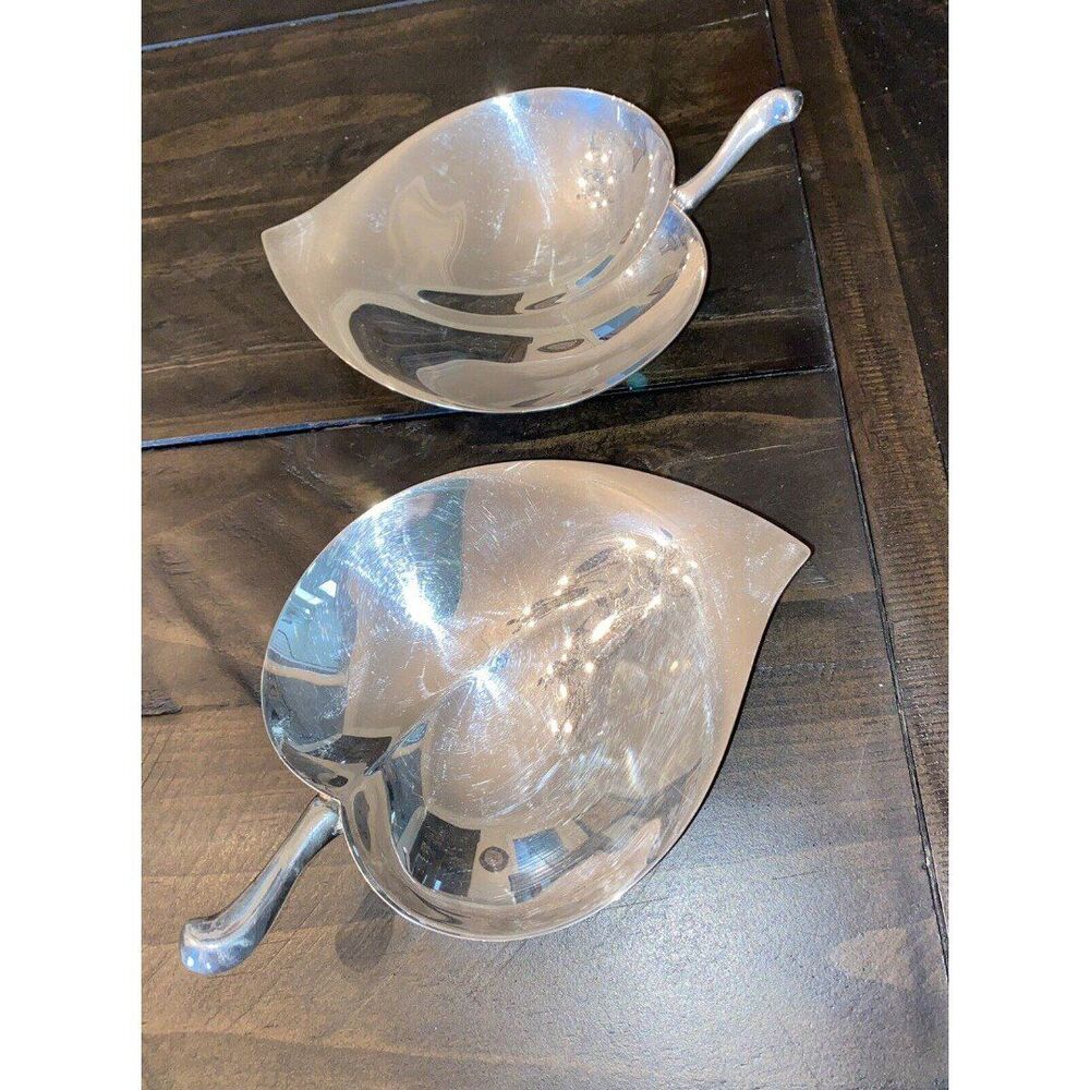 Vintage F.B. Rogers Silver Co. 1883 Silver Plate Leaf Shaped Footed Dishes-2